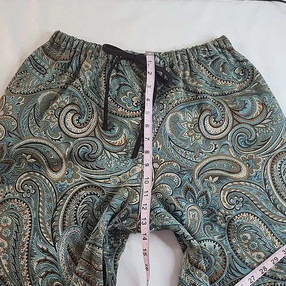 Hand Crafted Sewn Womens Paisley Floral Duster Matching Pants Slacks and Hat